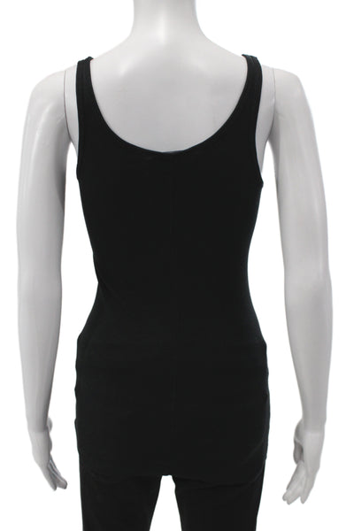 Vince Womens Ribbed Knit Scoop Neck Sleeveless Basic Tank Black Size S