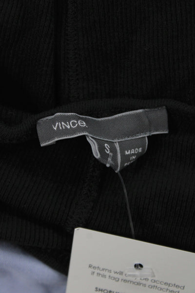 Vince Womens Ribbed Knit Scoop Neck Sleeveless Basic Tank Black Size S