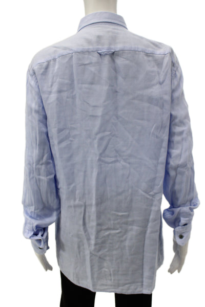 Vince Women Basic Button-Up Blue 100% Cotton Collared Long Sleeve Size S