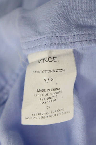 Vince Women Basic Button-Up Blue 100% Cotton Collared Long Sleeve Size S