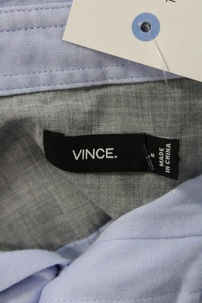 Vince Women Basic Button-Up Blue 100% Cotton Collared Long Sleeve Size S