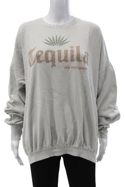 The Laundry Room Womens Pullover Sweatshirt Gray Crew Neck Long Sleeve Size S
