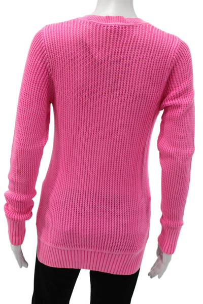 J Crew Womens Pink V-Neck Pullover Sweater 100% Cotton Long Sleeve Size S