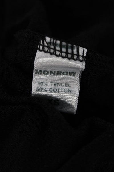 Monrow Womens Basic Black V-Neck Short Sleeve T-Shirt 50% Tencel Size XS