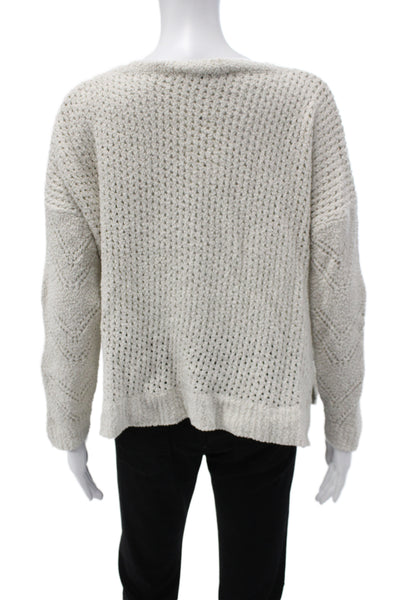 Cupcakes And Cashmere Womens Ivory V-Neck Pullover Sweater Long Sleeve Size S