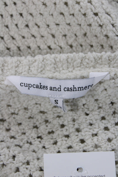Cupcakes And Cashmere Womens Ivory V-Neck Pullover Sweater Long Sleeve Size S