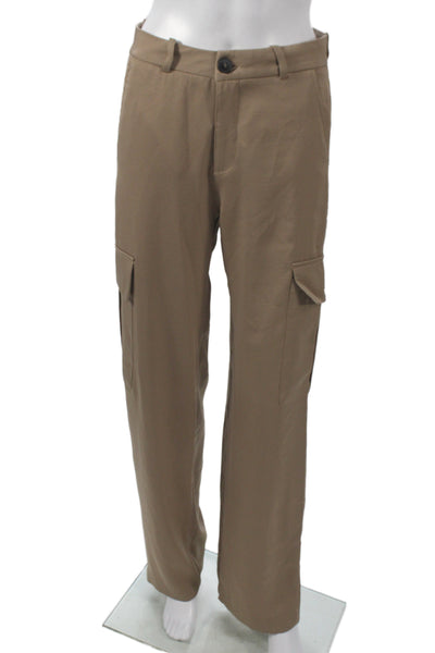 Zara Women Beige Cargo Pants Polyester Inseam 32 Size XS