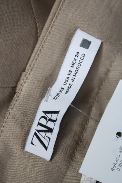Zara Women Beige Cargo Pants Polyester Inseam 32 Size XS