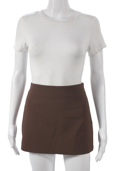 Zara Women Mini Skirt Brown Polyester Zip Size XS