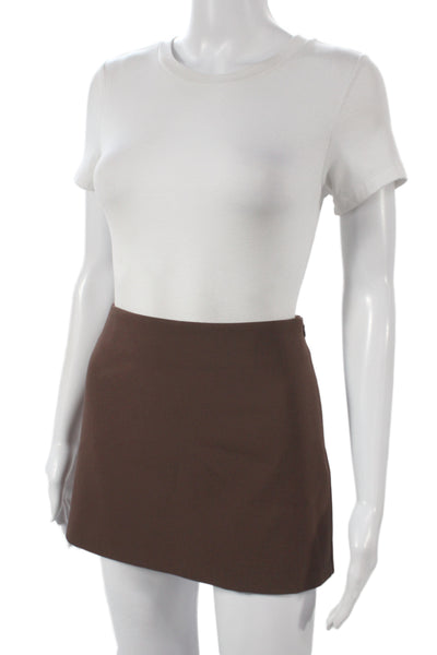 Zara Women Mini Skirt Brown Polyester Zip Size XS