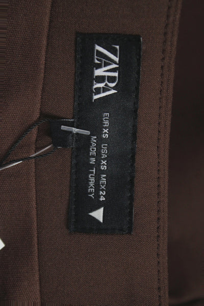 Zara Women Mini Skirt Brown Polyester Zip Size XS