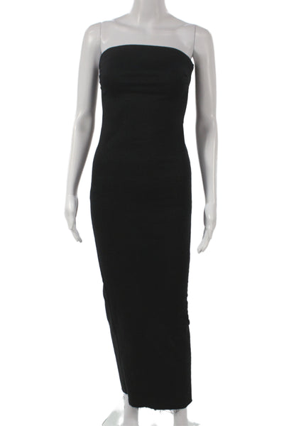 Zara Womens Bodycon Off Shoulder Midi Dress Sleeveless Black Size S