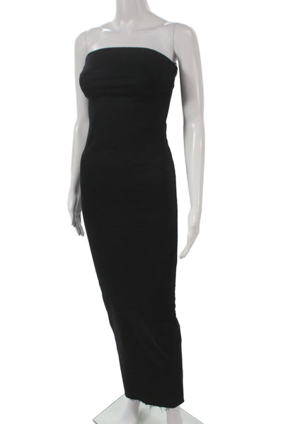 Zara Womens Bodycon Off Shoulder Midi Dress Sleeveless Black Size S
