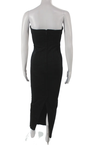 Zara Womens Bodycon Off Shoulder Midi Dress Sleeveless Black Size S