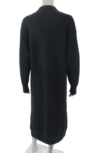Zara Women Sweater Dress Green Collared Long Sleeve Knee Length Size S