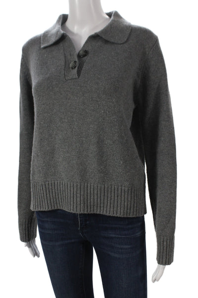 Zara Womens Gray Collared Long Sleeve Pullover Sweater Size M