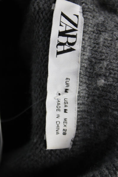 Zara Womens Gray Collared Long Sleeve Pullover Sweater Size M
