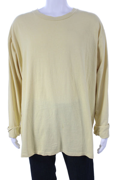 John Elliott Mens Yellow Basic Long Sleeve Crew Neck Cotton T-Shirt Size 4