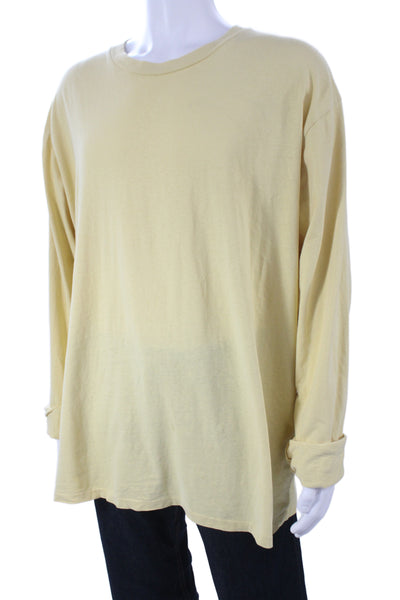 John Elliott Mens Yellow Basic Long Sleeve Crew Neck Cotton T-Shirt Size 4