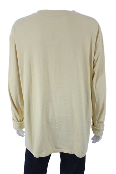 John Elliott Mens Yellow Basic Long Sleeve Crew Neck Cotton T-Shirt Size 4