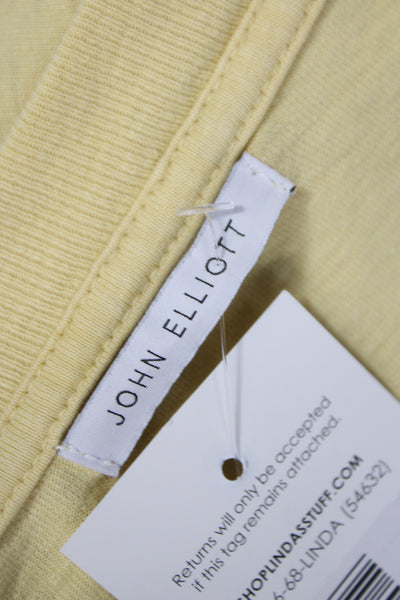 John Elliott Mens Yellow Basic Long Sleeve Crew Neck Cotton T-Shirt Size 4