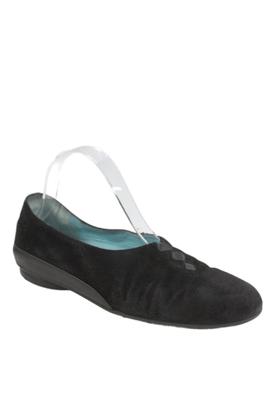 Thierry Rabotin Womens Suede Slip On Dress Shoes Black Size 8.5