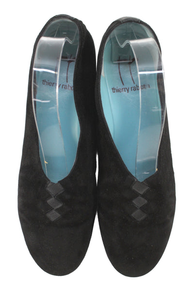 Thierry Rabotin Womens Suede Slip On Dress Shoes Black Size 8.5