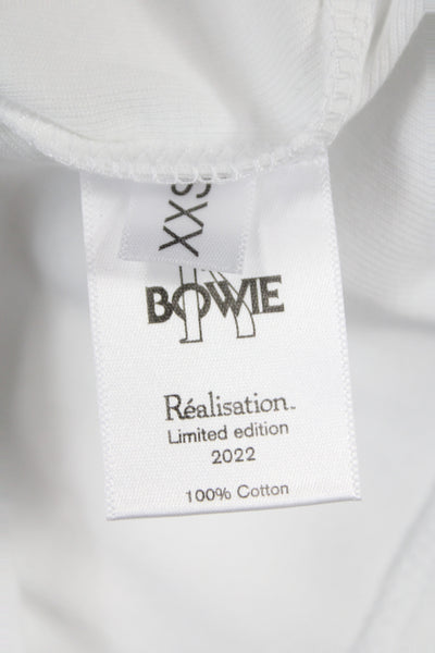 Realisation Womens Cropped White David Bowie Crew Neck T-Shirt Size 2XS
