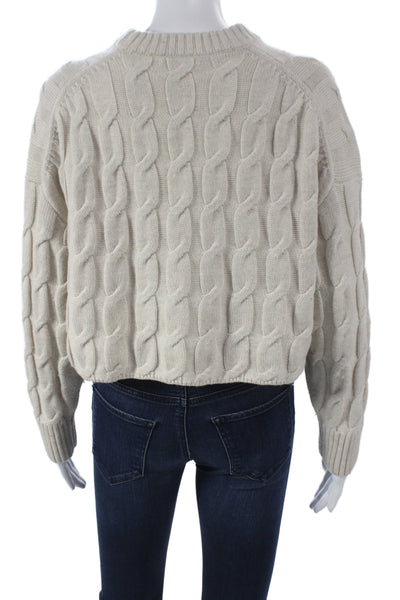 Babaton Women Beige Merino Wool Pullover Round Neck Long Sleeve Size XS