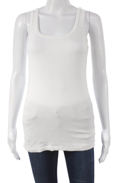 Splendid Women White Basic Scoop Neck Sleeveless Tank 50% Micro Modal Size S