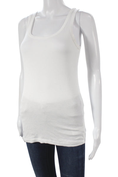 Splendid Women White Basic Scoop Neck Sleeveless Tank 50% Micro Modal Size S