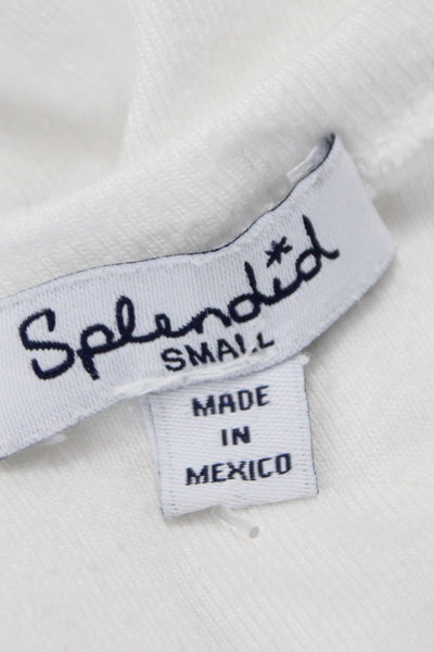 Splendid Women White Basic Scoop Neck Sleeveless Tank 50% Micro Modal Size S