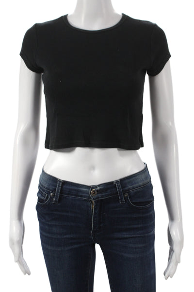 Reformation Womens Black Crew Neck Short Sleeve Basic T-Shirt Size XS