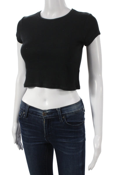 Reformation Womens Black Crew Neck Short Sleeve Basic T-Shirt Size XS
