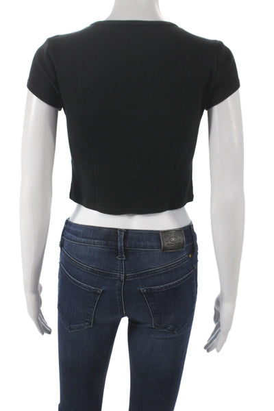 Reformation Womens Black Crew Neck Short Sleeve Basic T-Shirt Size XS