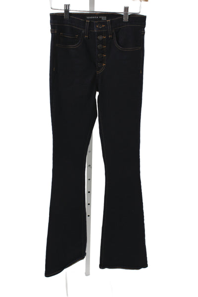 Veronica Beard Women Flared Blue Jeans Mid Rise Button Size 25
