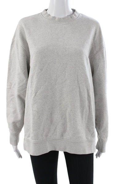 Mate Womens Pullover Sweatshirt Gray Cotton Crew Neck Long Sleeve Size XS