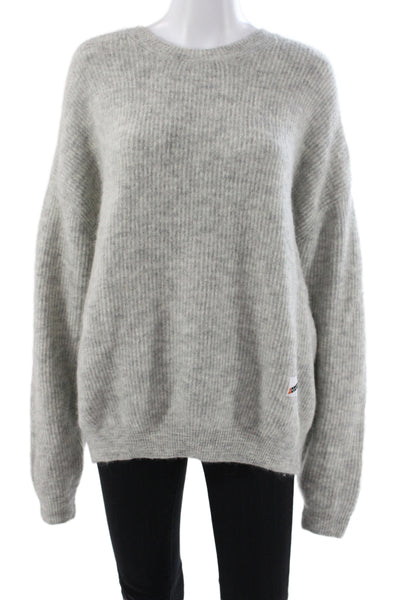 American Vintage Women Gray Wool-blend Pullover Crewneck Long Sleeve Size L