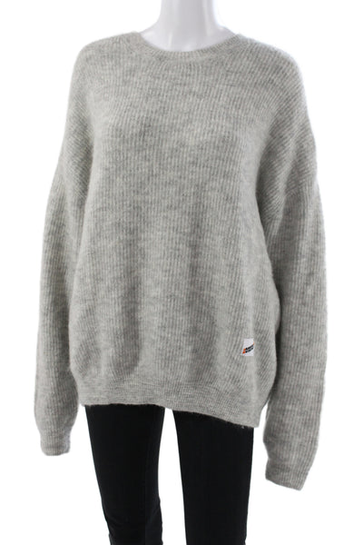 American Vintage Women Gray Wool-blend Pullover Crewneck Long Sleeve Size L