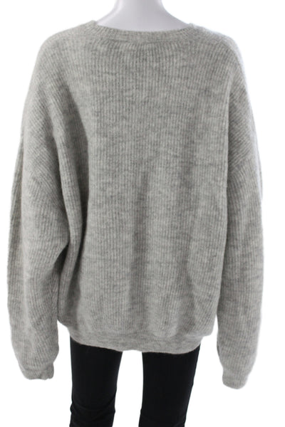 American Vintage Women Gray Wool-blend Pullover Crewneck Long Sleeve Size L