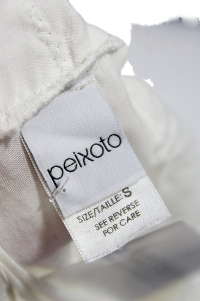 Peixoto Women Boho White V-Neck Mini Dress Short Sleeve 100% Cotton Size S