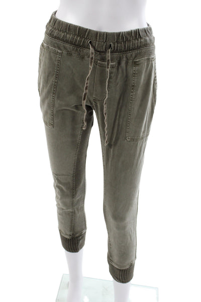 Standard James Perse Women Jogger Pants Green Cotton Drawstring Size 0