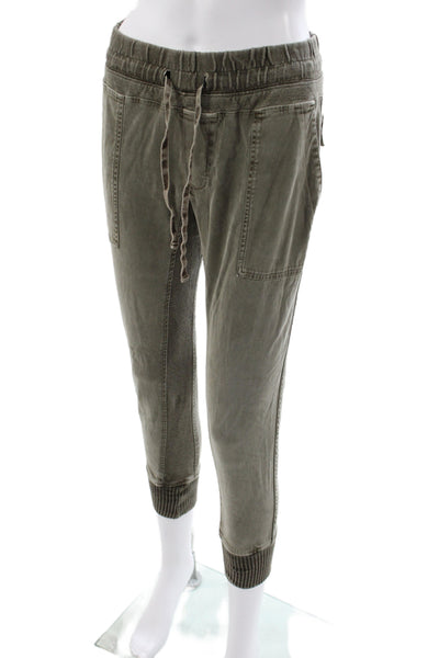 Standard James Perse Women Jogger Pants Green Cotton Drawstring Size 0