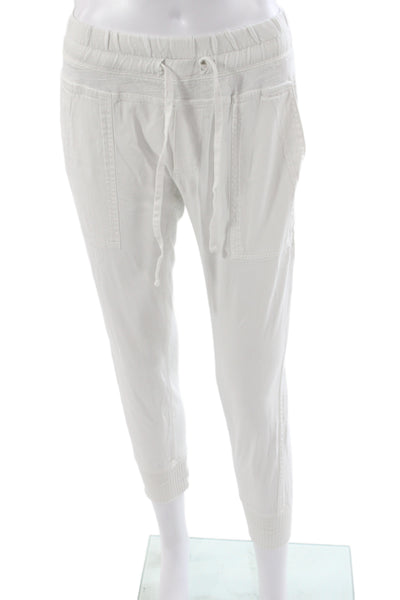 Standard James Perse Womens Jogger Pants White Cotton Drawstring Size 0