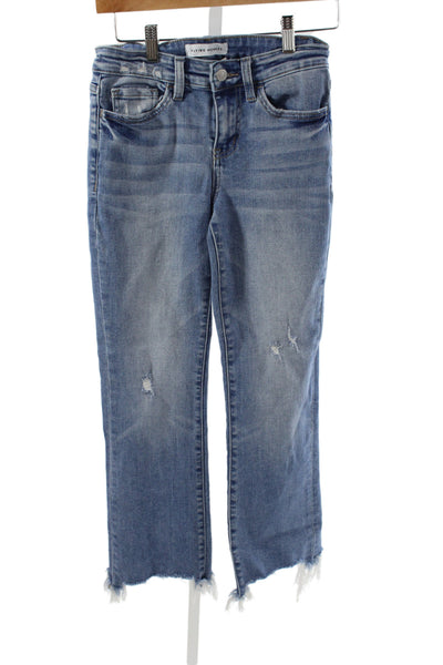 Flying Monkey Womens Cropped Jeans Blue Cotton Button Mid Rise Size 25