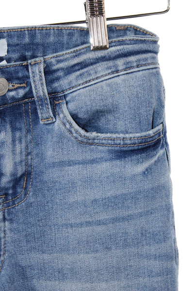 Flying Monkey Womens Cropped Jeans Blue Cotton Button Mid Rise Size 25