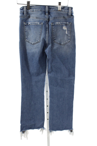 Flying Monkey Womens Cropped Jeans Blue Cotton Button Mid Rise Size 25