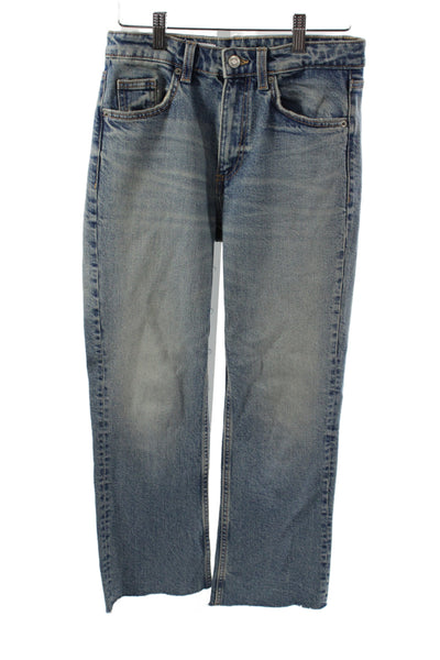 Zara Womens Straight Jeans Blue Cotton Mid Rise Size 2