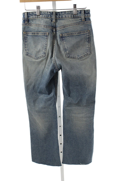 Zara Womens Straight Jeans Blue Cotton Mid Rise Size 2
