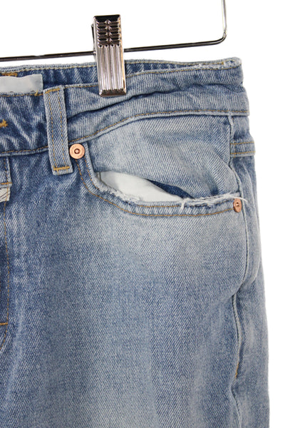 Closed Womens Cropped Blue Cotton Jeans Mid Rise Button Size 24